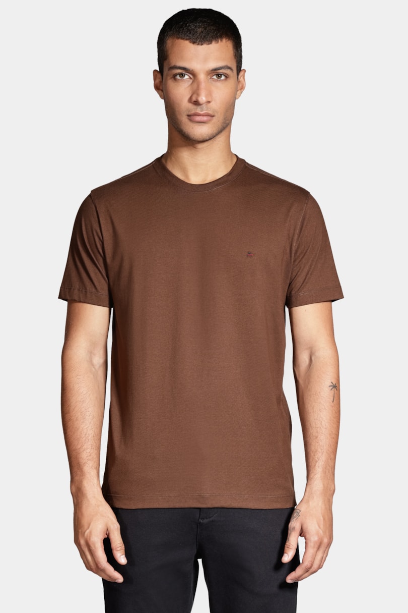 Camiseta Manga Curta Básica Marrom Chocolate
