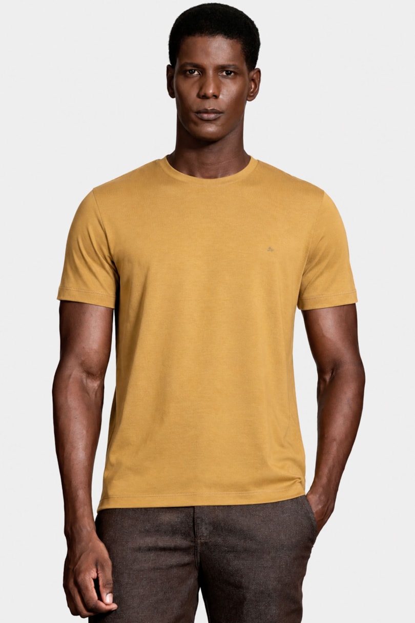 Camiseta Manga Curta Básica Mostarda