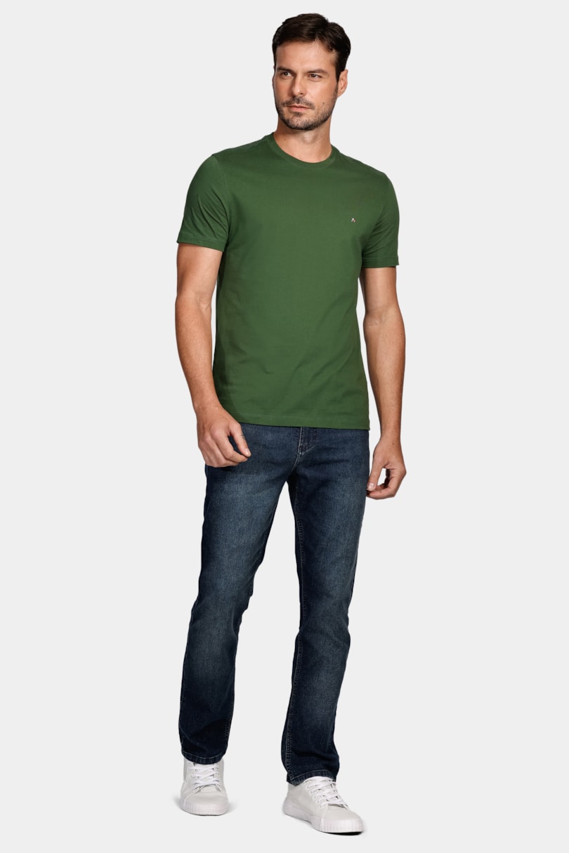 Camiseta Manga Curta Básica Verde Musgo