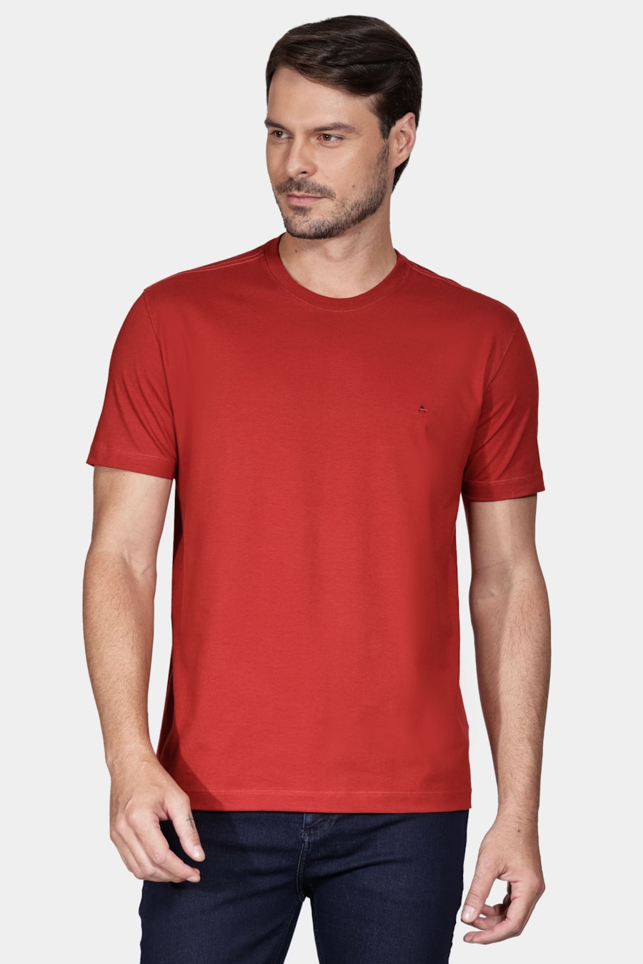Camiseta Manga Curta Básica Vermelho Carmim — foto 1 de 5