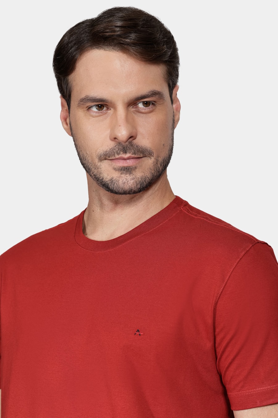 Camiseta Manga Curta Básica Vermelho Carmim — foto 3 de 5