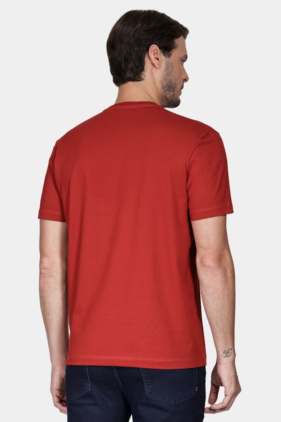 Camiseta Manga Curta Básica Vermelho Carmim — foto 4 de 5