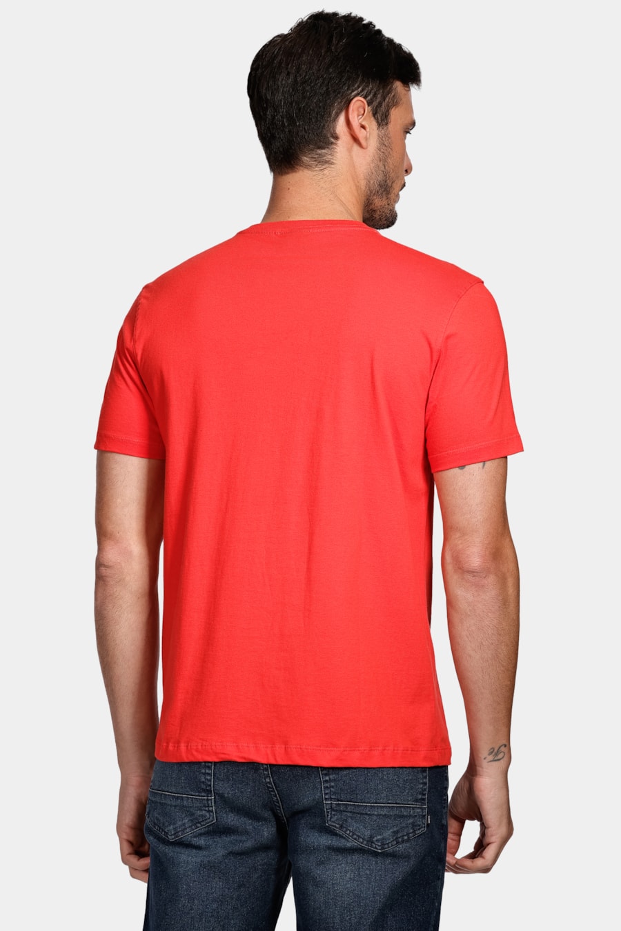 Camiseta Manga Curta Básica Vermelho Cereja — foto 4 de 5