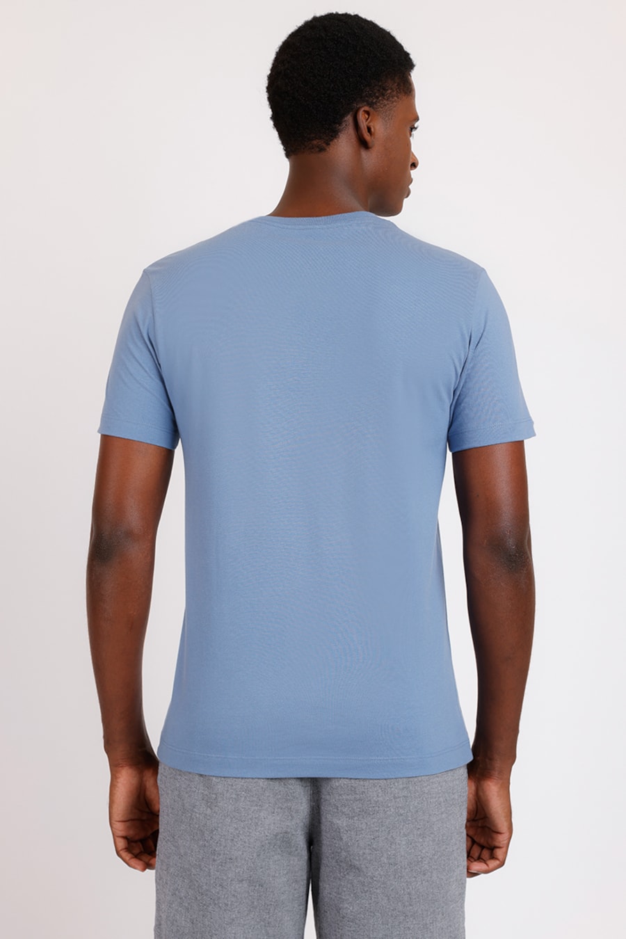 Camiseta Manga Curta Bordado Azul Claro — foto 4 de 4