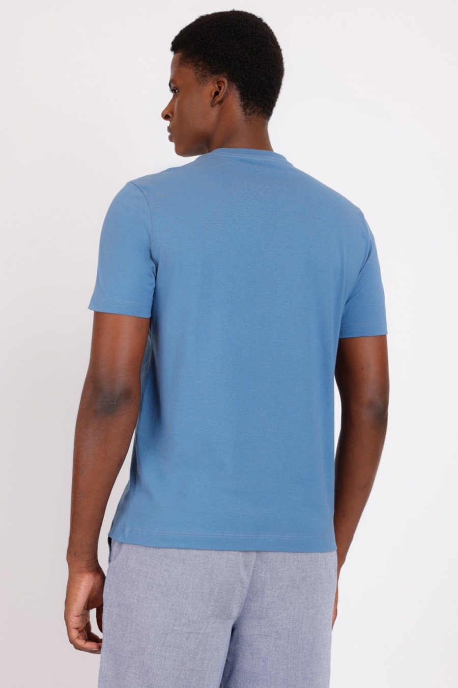 Camiseta Manga Curta Bordado Azul Médio — foto 4 de 4