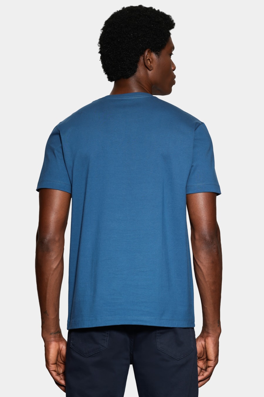 Camiseta Manga Curta Bordado Básica Azul Petroleo — foto 4 de 5