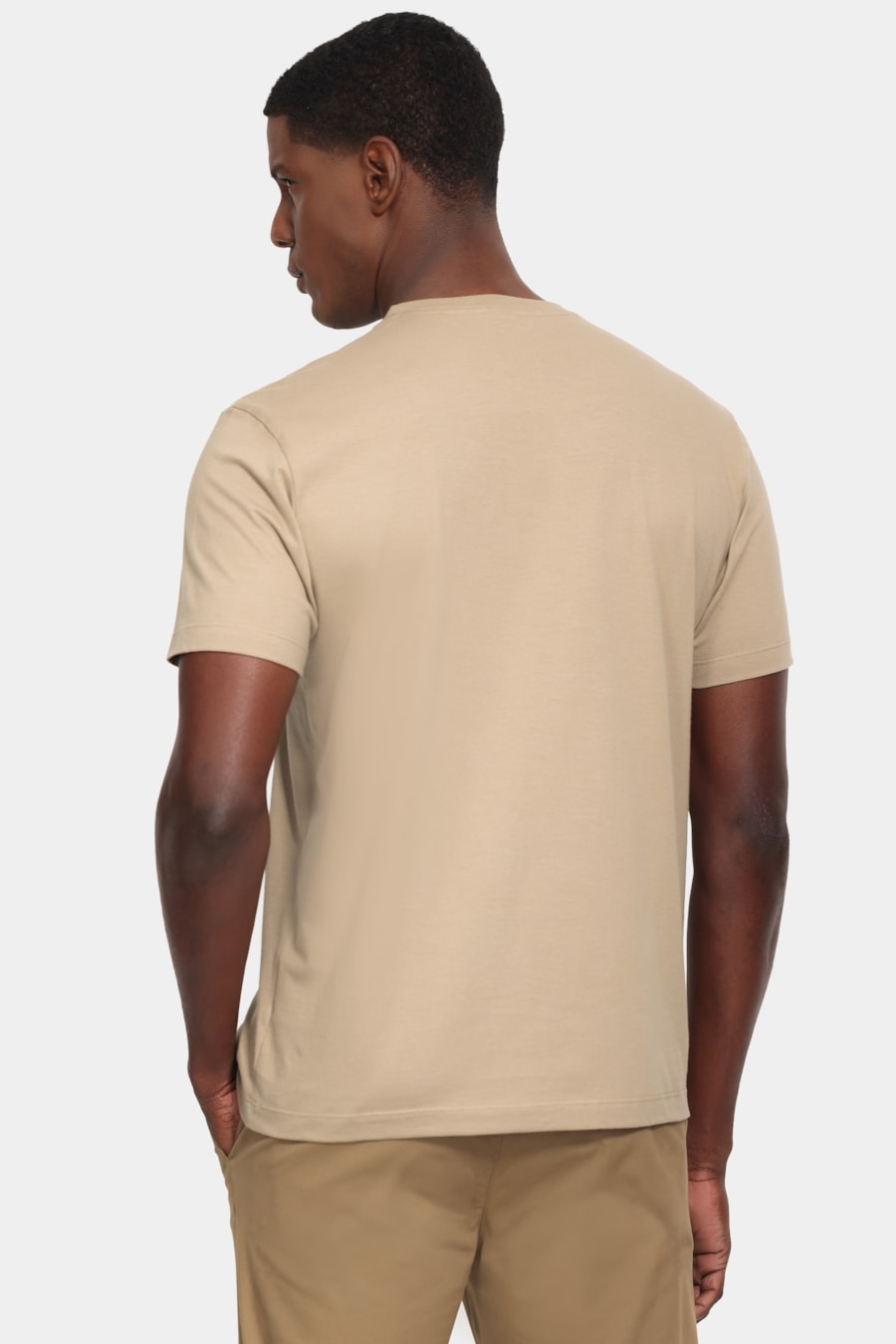 Camiseta Manga Curta Bordado Básica Caqui Mascavo 114 — foto 4 de 5