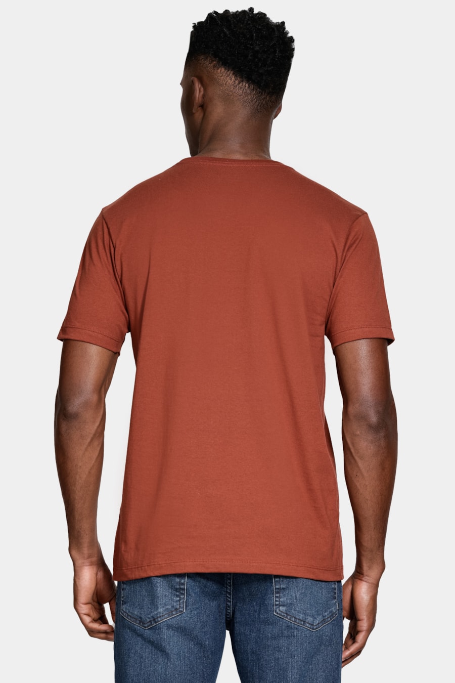 Camiseta Manga Curta Bordado Básica Tijolo — foto 4 de 5