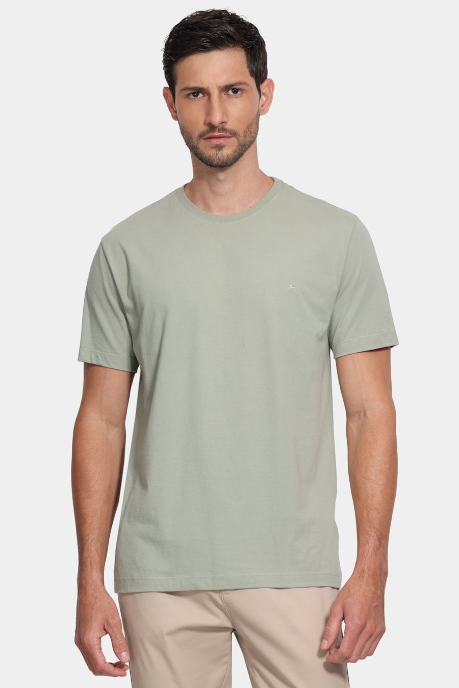 Camiseta Manga Curta Bordado Básica Verde Cha 114 — foto 1 de 5