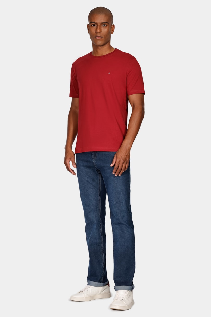 Camiseta Manga Curta Bordado Bordeaux