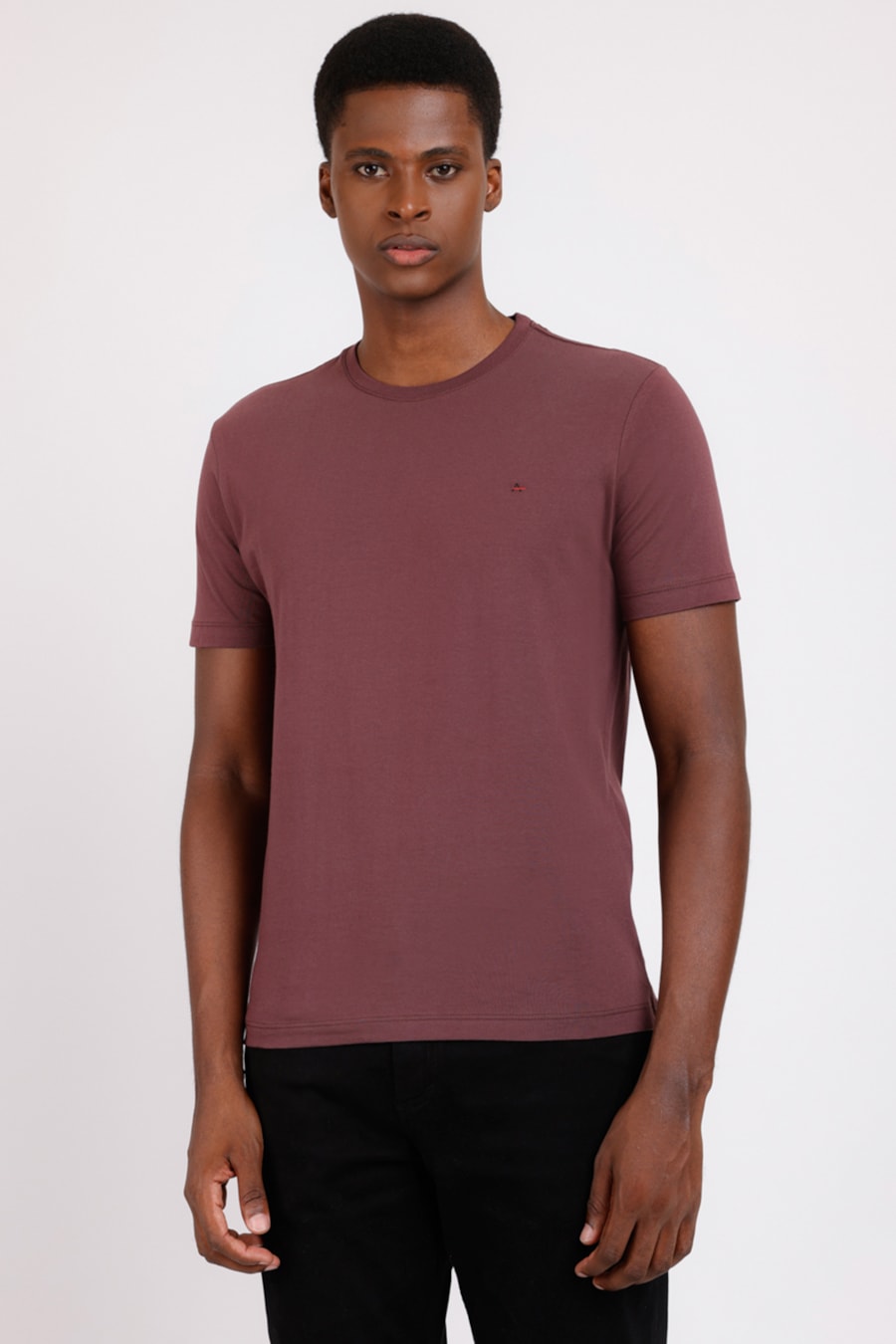 Camiseta Manga Curta Bordado Marrom — foto 1 de 4