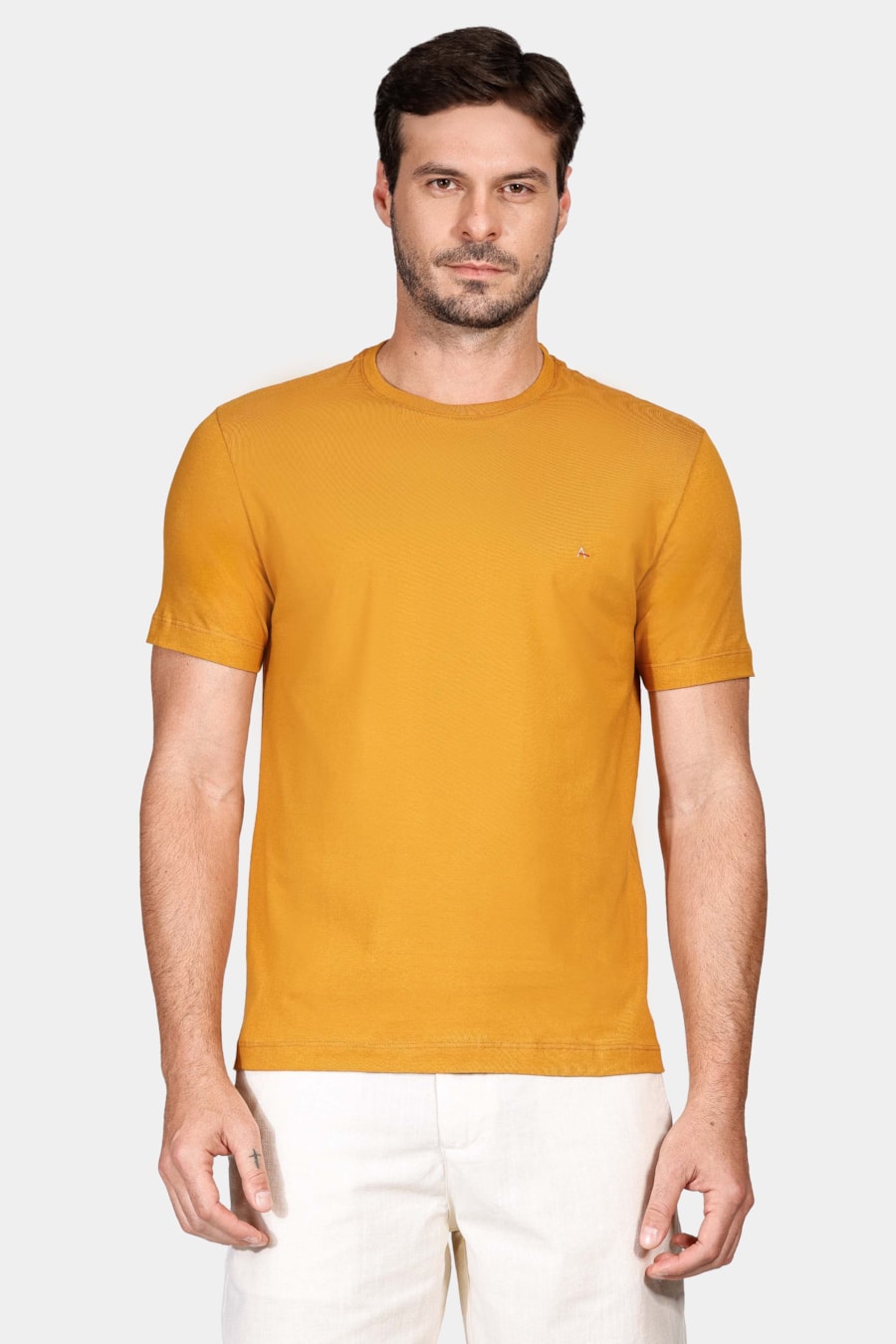 Camiseta Manga Curta Bordado Mostarda — foto 1 de 5