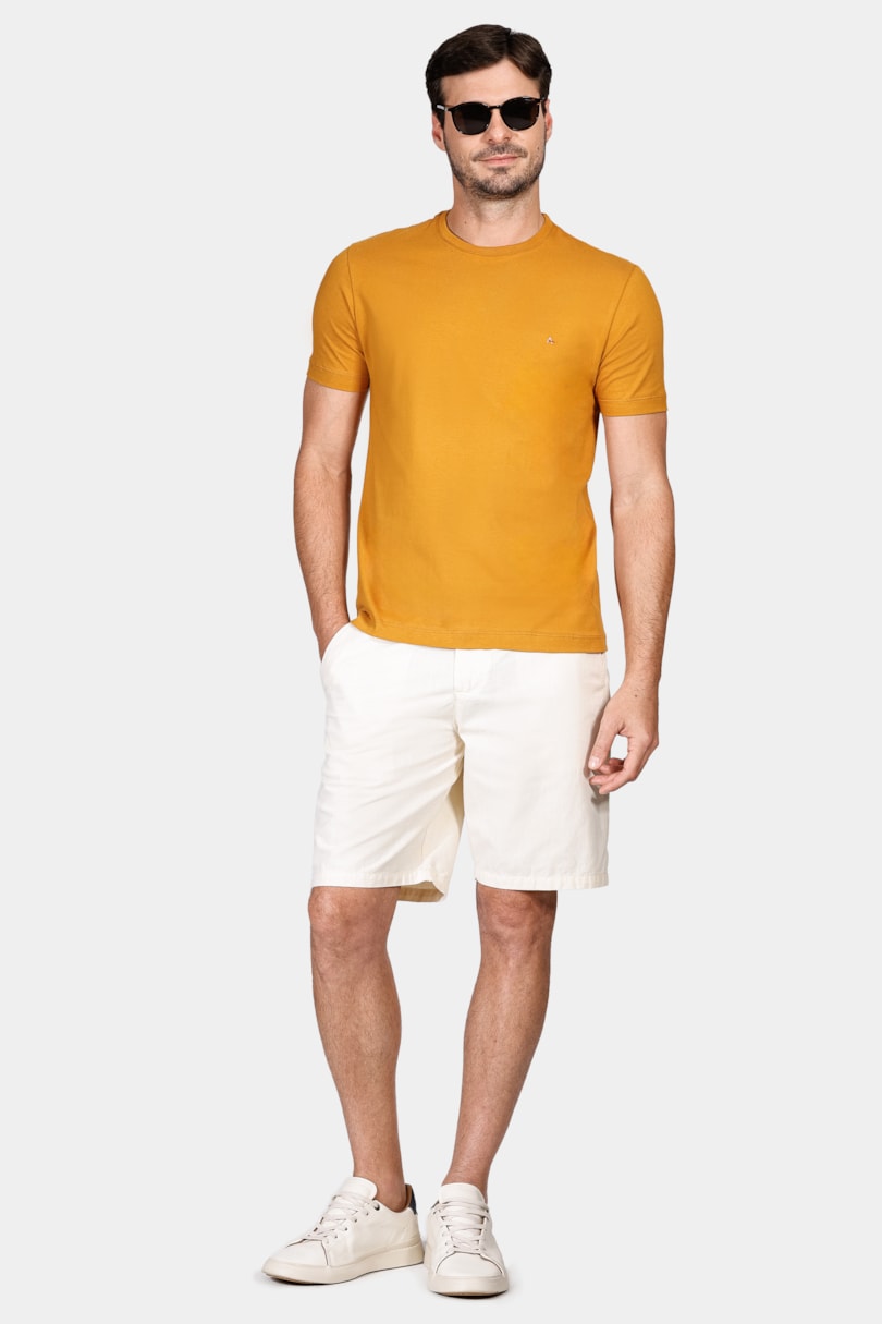 Camiseta Manga Curta Bordado Mostarda