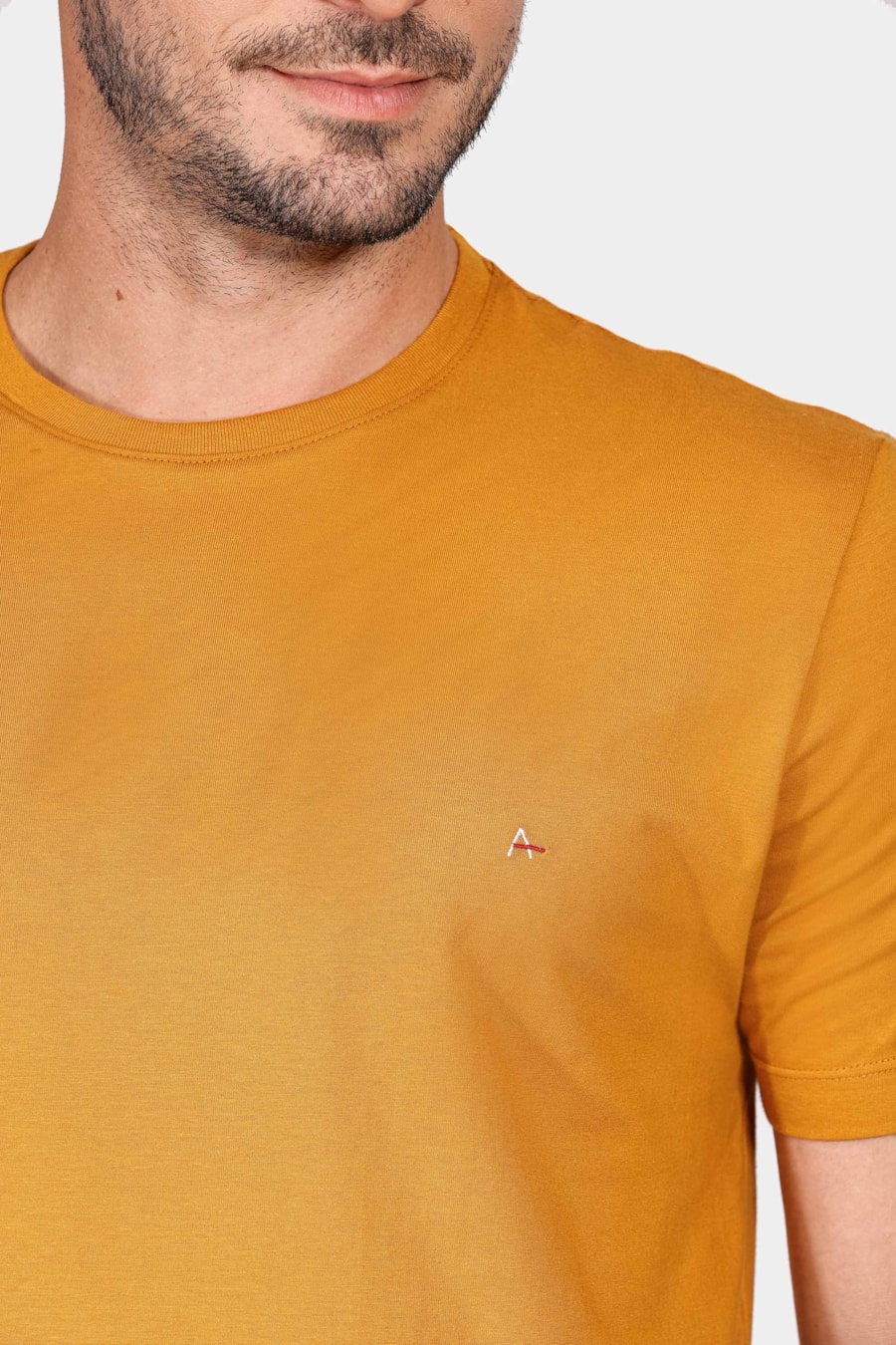 Camiseta Manga Curta Bordado Mostarda — foto 3 de 5