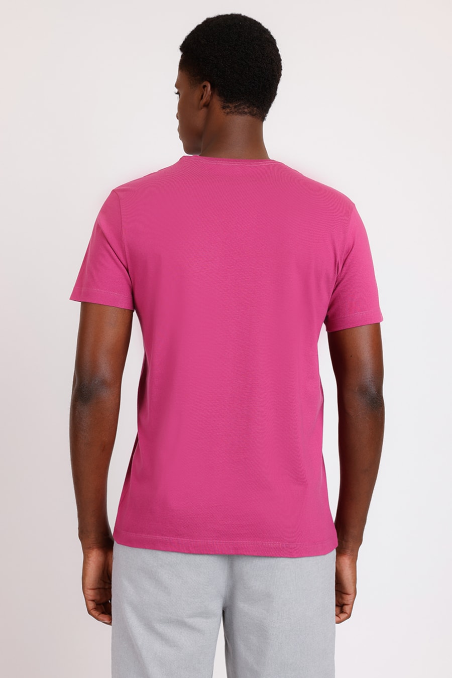 Camiseta Manga Curta Bordado Rosa Escuro — foto 4 de 4