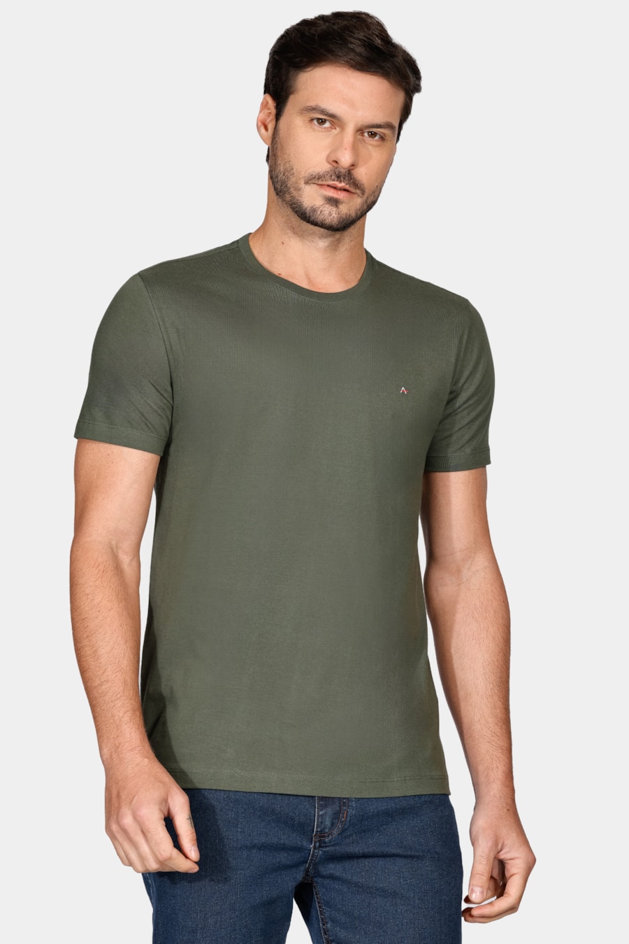 Camiseta Manga Curta Bordado Verde Militar — foto 1 de 4