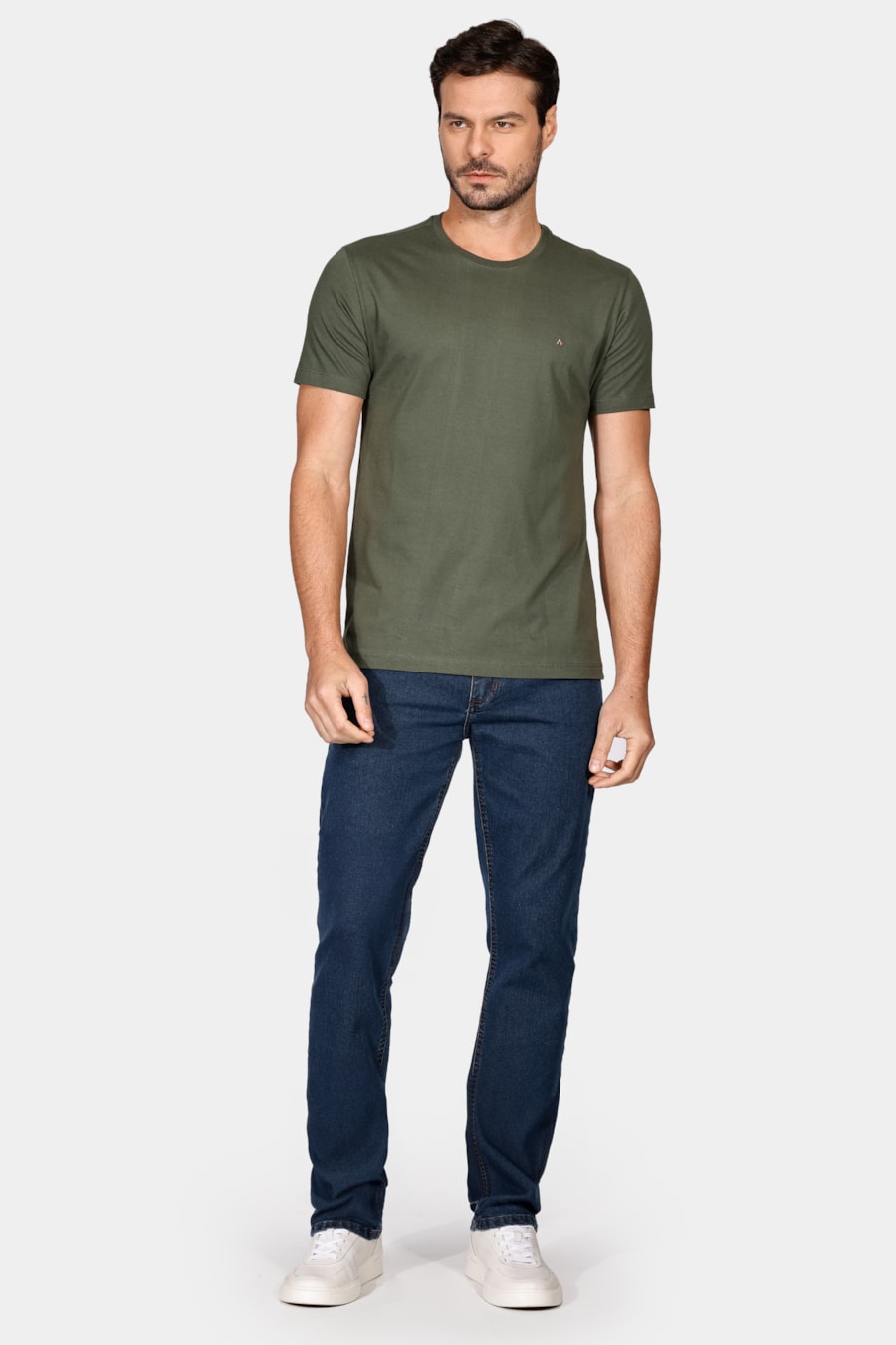 Camiseta Manga Curta Bordado Verde Militar — foto 2 de 4