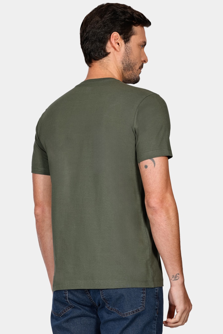 Camiseta Manga Curta Bordado Verde Militar — foto 4 de 4