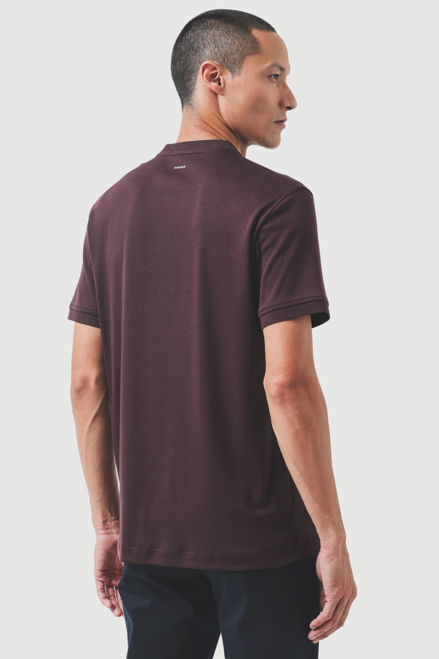 Camiseta Manga Curta Botão Rib Algodão Pima Burgundy 118 — foto 4 de 5