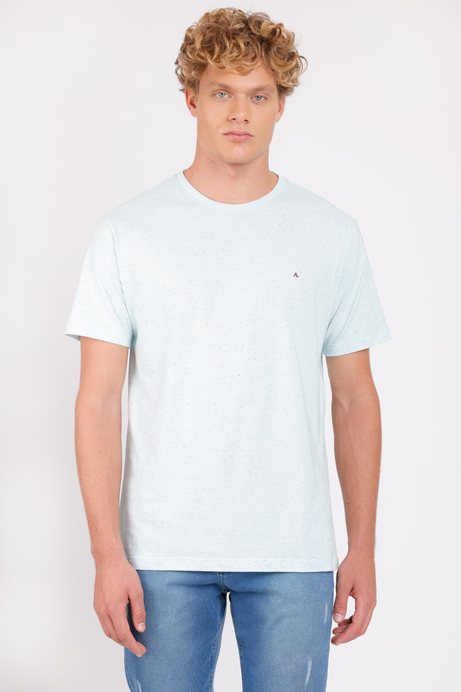 Camiseta Manga Curta Botone Verde Agua — foto 1 de 4