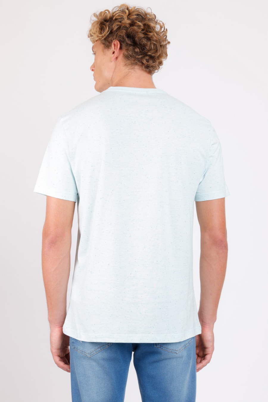 Camiseta Manga Curta Botone Verde Agua — foto 4 de 4