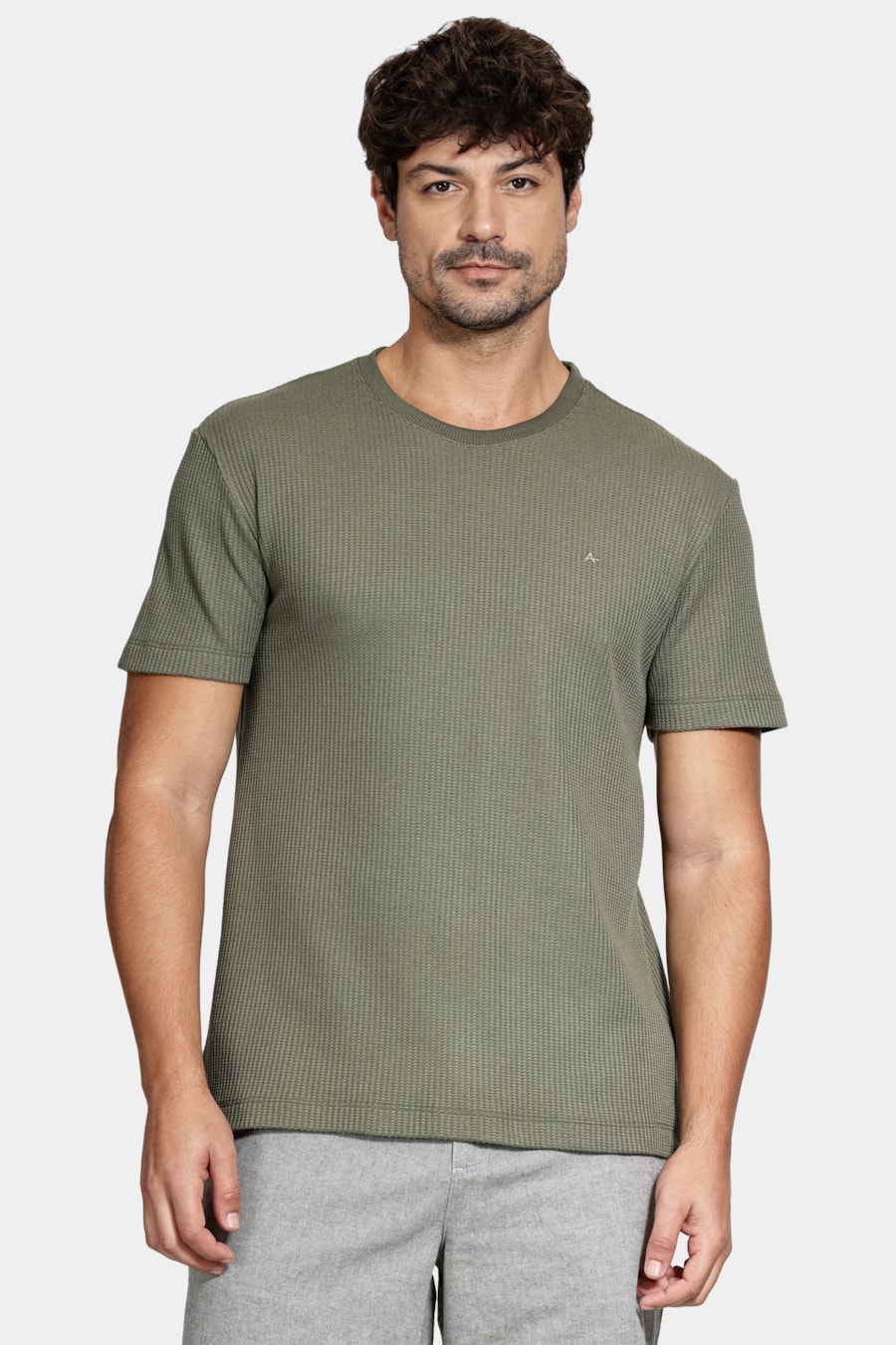 Camiseta Manga Curta Canelado Vegas Verde Militar — foto 1 de 5