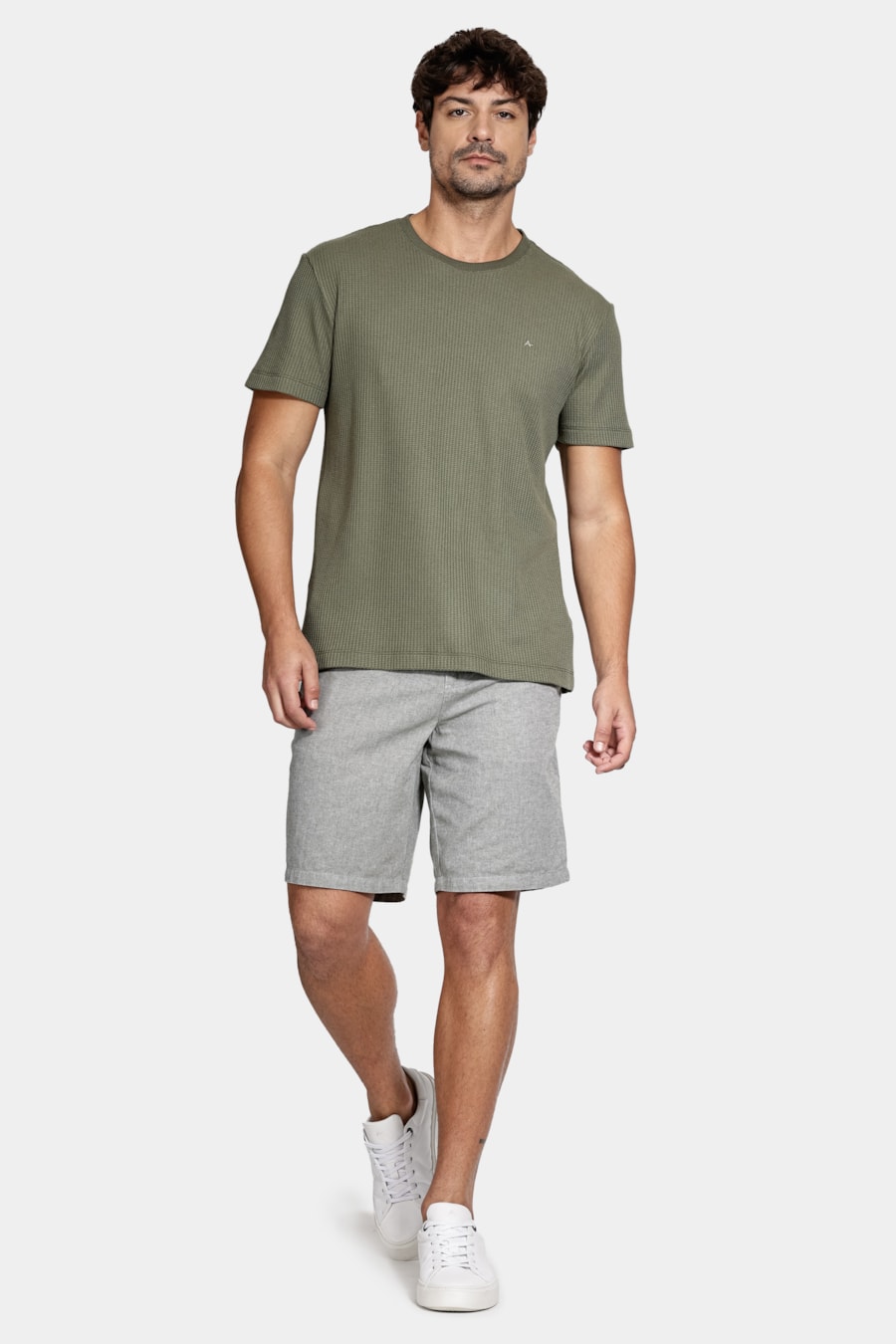 Camiseta Manga Curta Canelado Vegas Verde Militar — foto 2 de 5