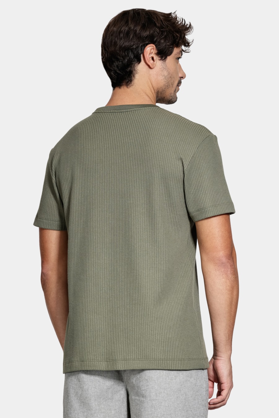 Camiseta Manga Curta Canelado Vegas Verde Militar — foto 4 de 5
