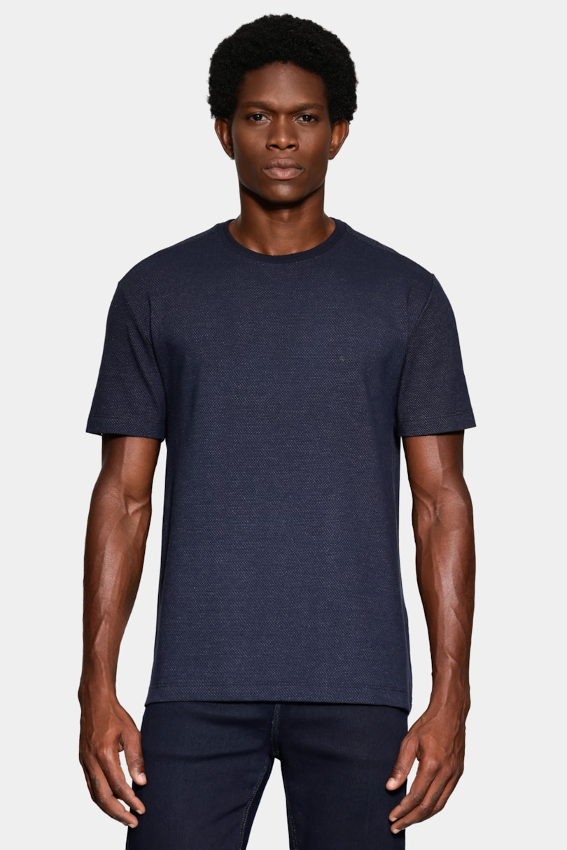 Camiseta Manga Curta Colmeia Nervura Marinho