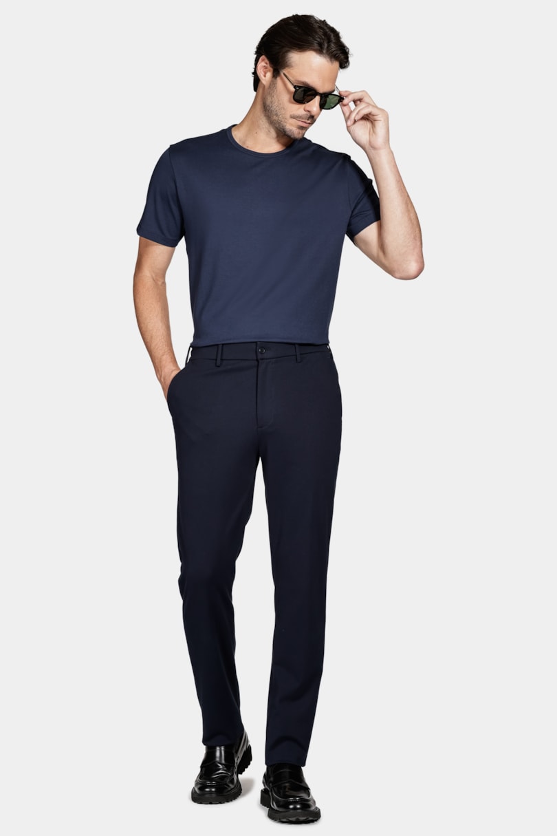 Camiseta Manga Curta de Algodão Pima Gaseado Navy