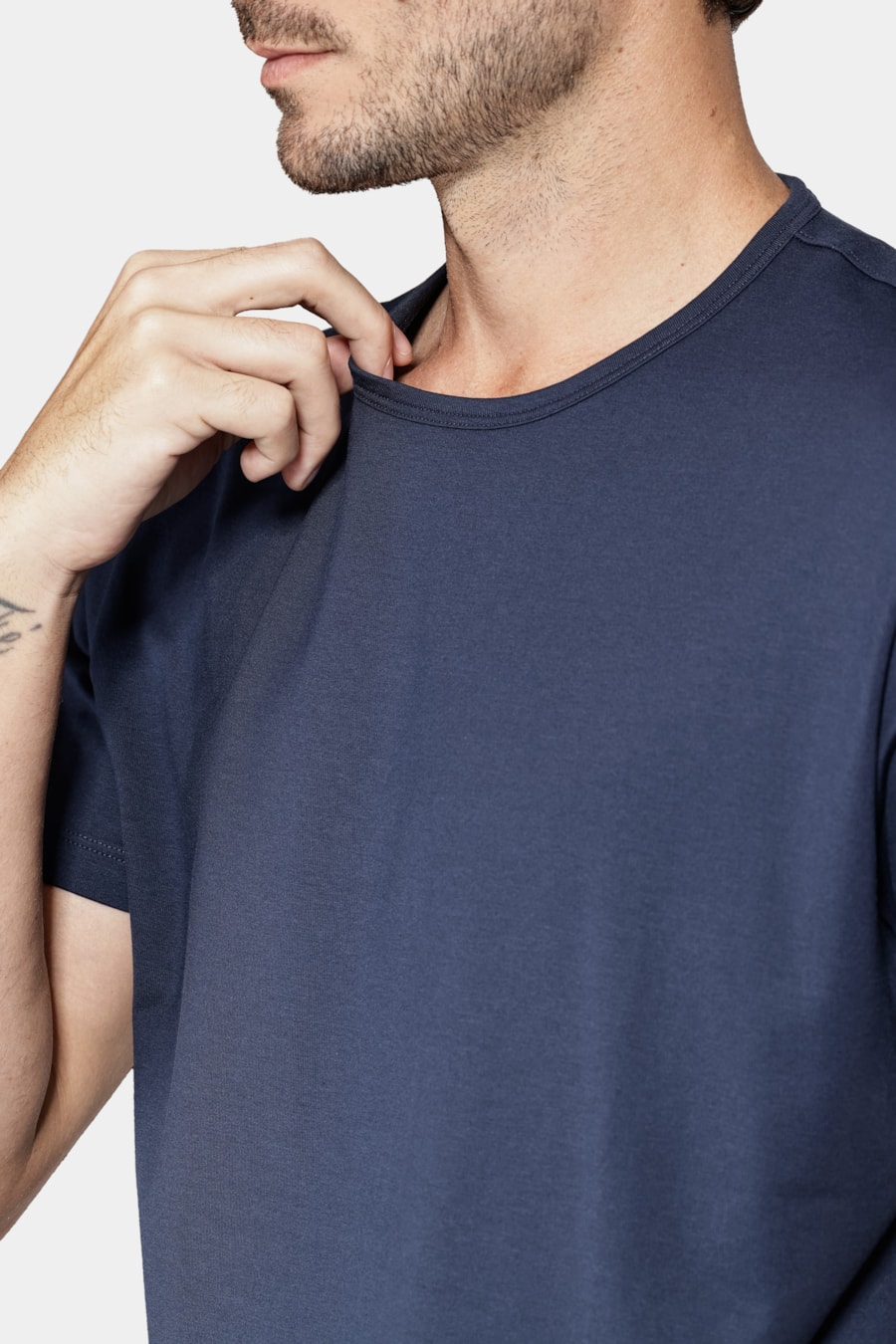 Camiseta Manga Curta de Algodão Pima Gaseado Navy — foto 3 de 5