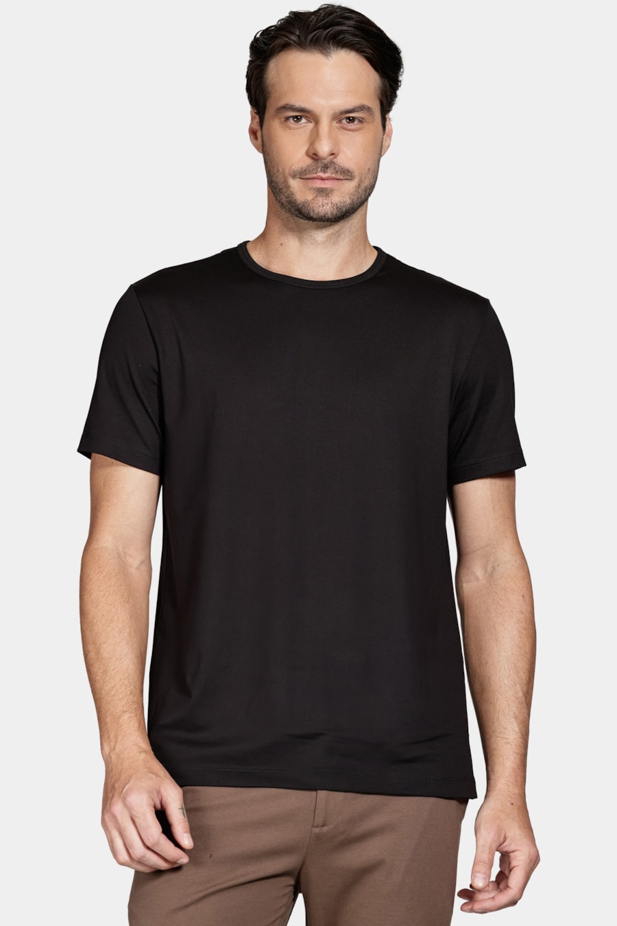 Camiseta Manga Curta de Algodão Pima Gaseado Preto — foto 1 de 5