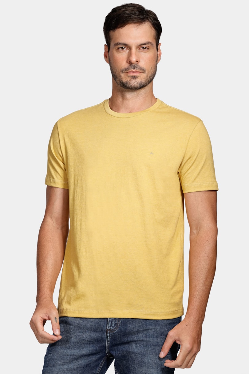 Camiseta Manga Curta Eco Lisa Amarelo Mostarda