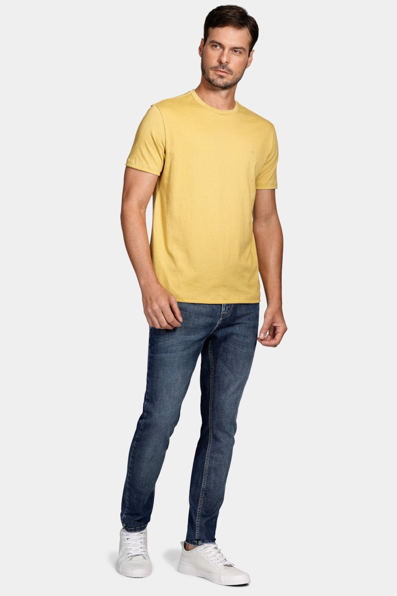 Camiseta Manga Curta Eco Lisa Amarelo Mostarda