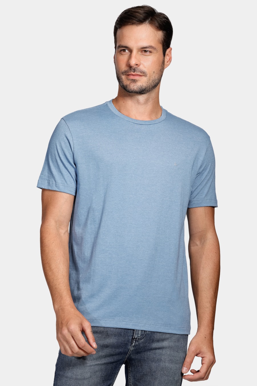 Camiseta Manga Curta Eco Lisa Azul Índigo - Grade Quebrada — foto 1 de 4