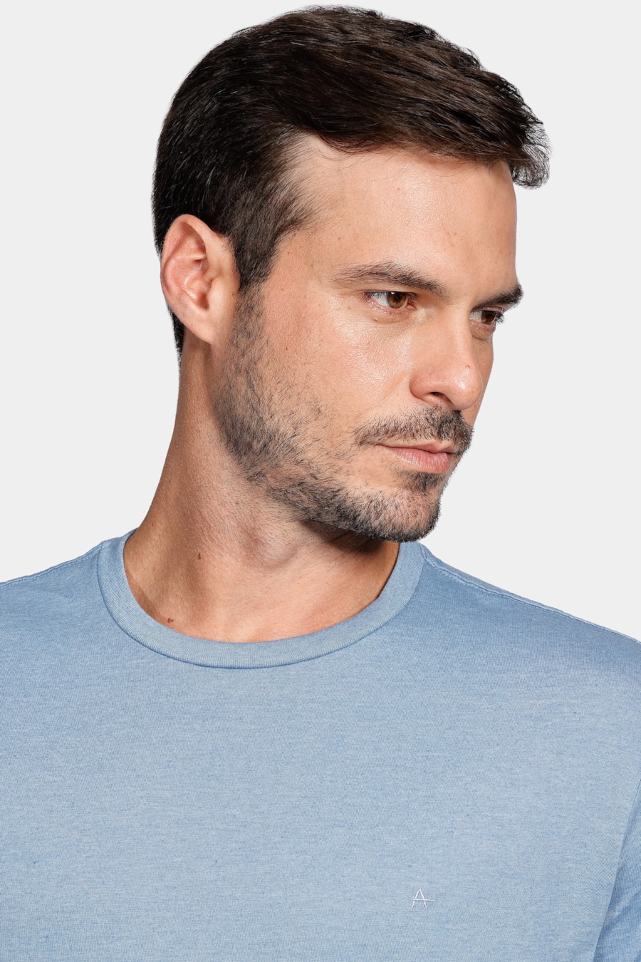 Camiseta Manga Curta Eco Lisa Azul Índigo - Grade Quebrada — foto 3 de 4