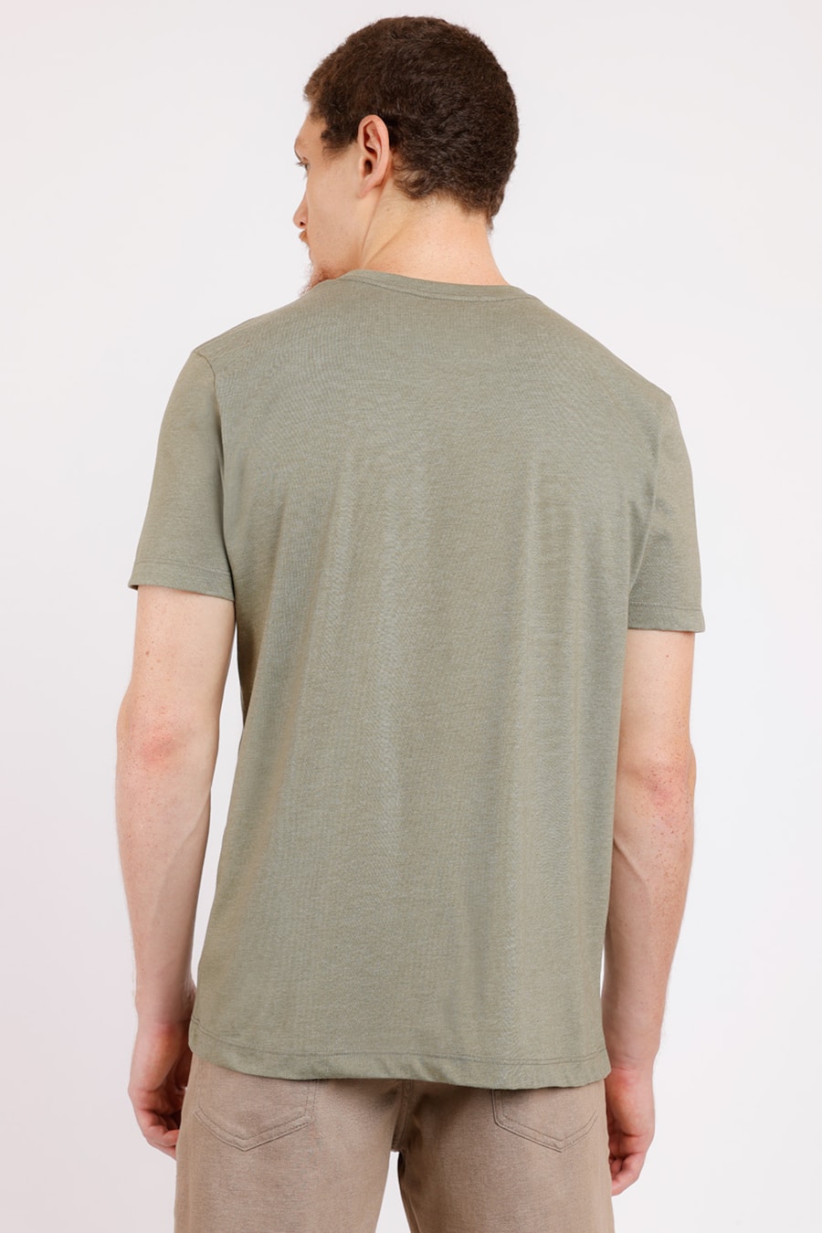Camiseta Manga Curta Eco Lisa Verde Militar — foto 2 de 2
