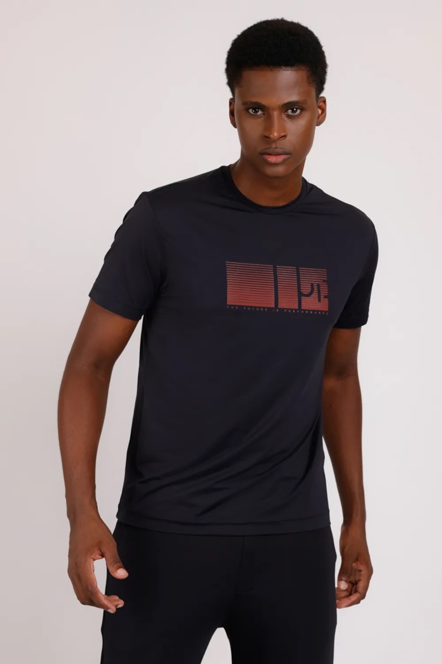 Camiseta Manga Curta em Estampa Geométrica Preto — foto 1 de 5