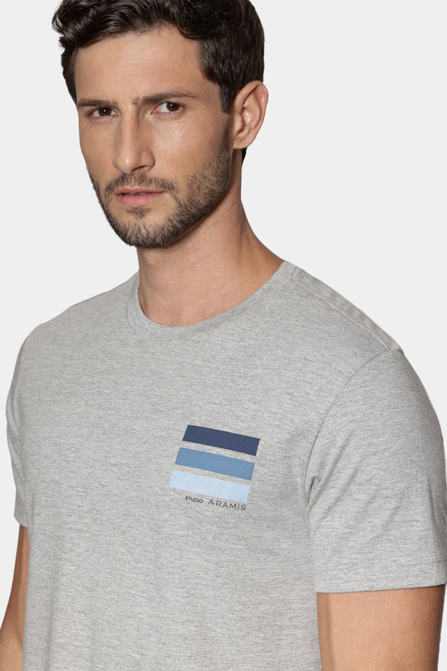 Camiseta Manga Curta Est Listras Cinza Mescla — foto 3 de 5