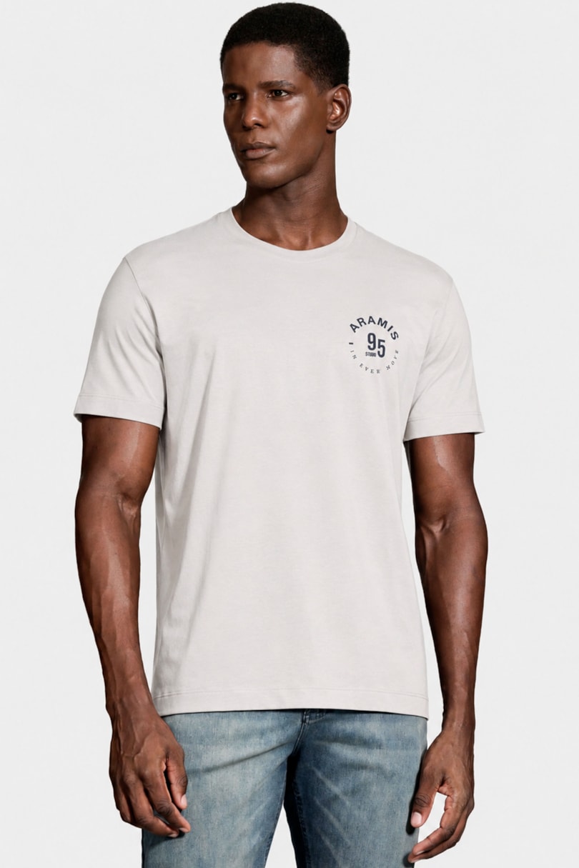 Camiseta Manga Curta Estampa Aramis Circular Gelo