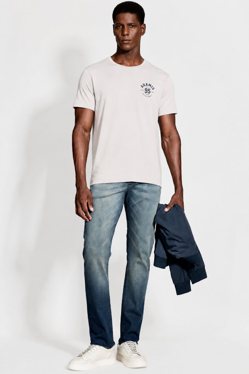 Camiseta Manga Curta Estampa Aramis Circular Gelo