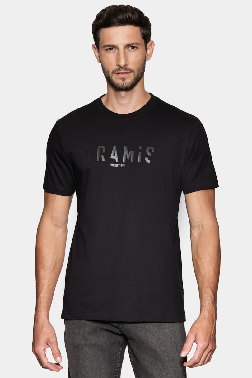 Camiseta Manga Curta Estampa Aramis Geometrico Preto