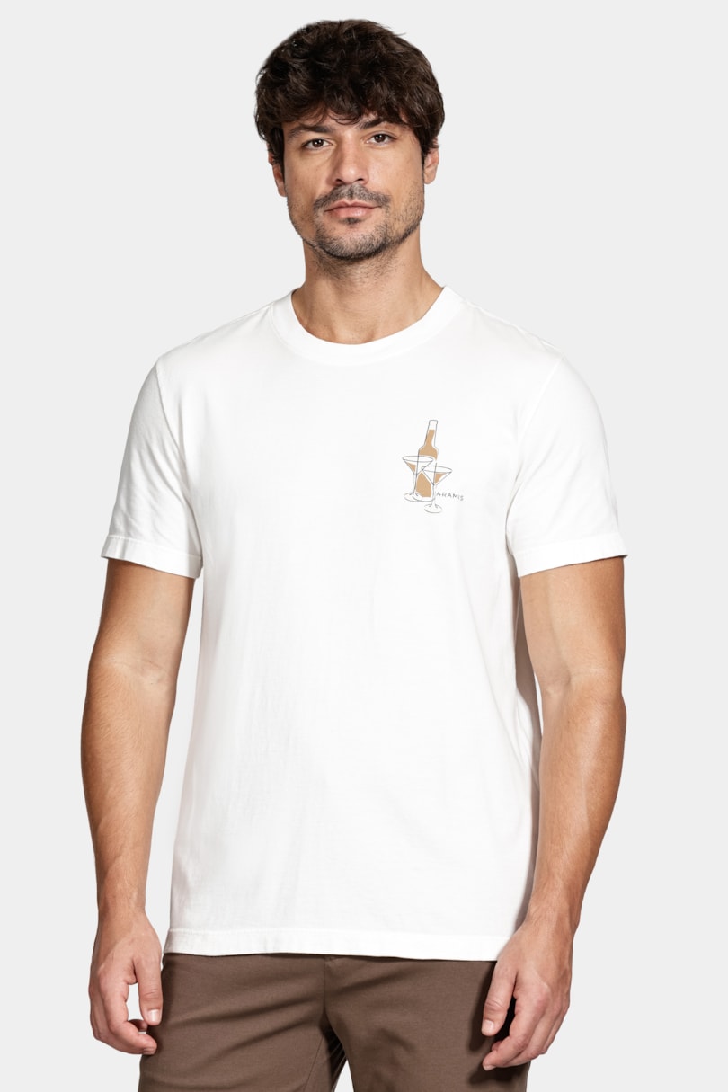 Camiseta Manga Curta Estampa Drink Off White