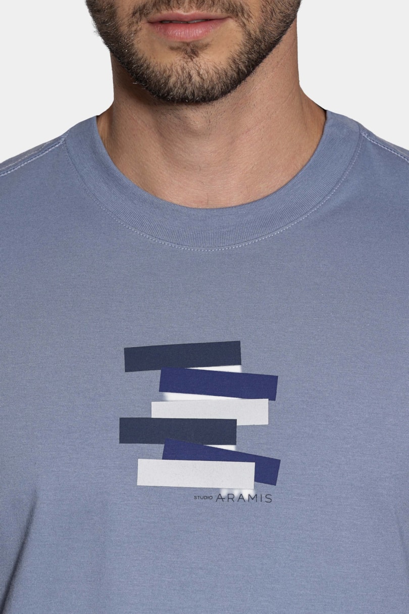 Camiseta Manga Curta Estampa Faixas Aluminio 117