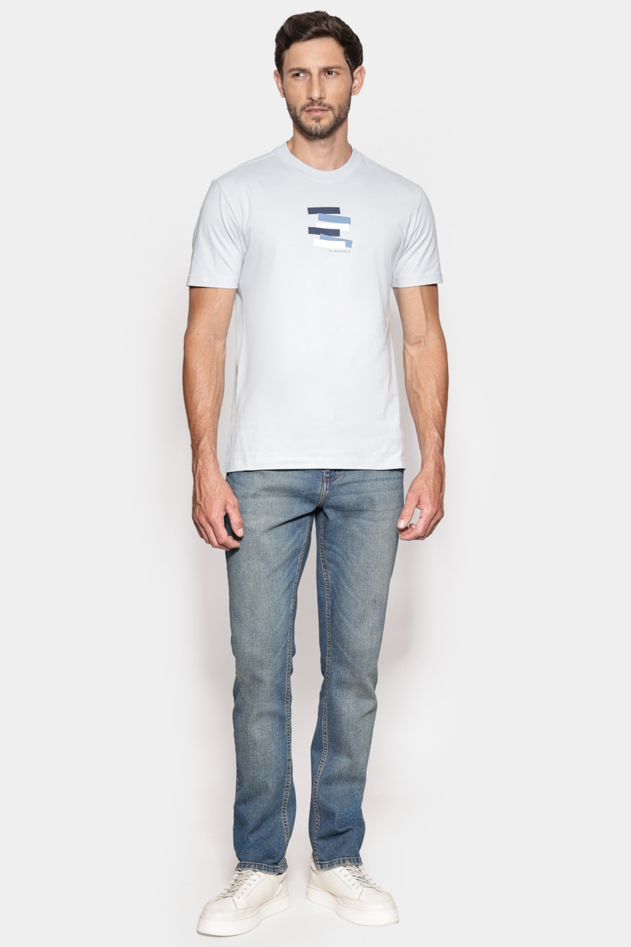 Camiseta Manga Curta Estampa Faixas Azul Claro 117 — foto 2 de 6