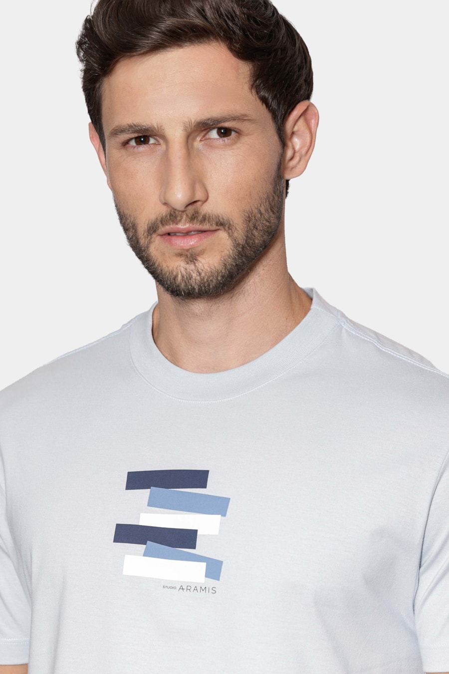 Camiseta Manga Curta Estampa Faixas Azul Claro 117 — foto 3 de 6