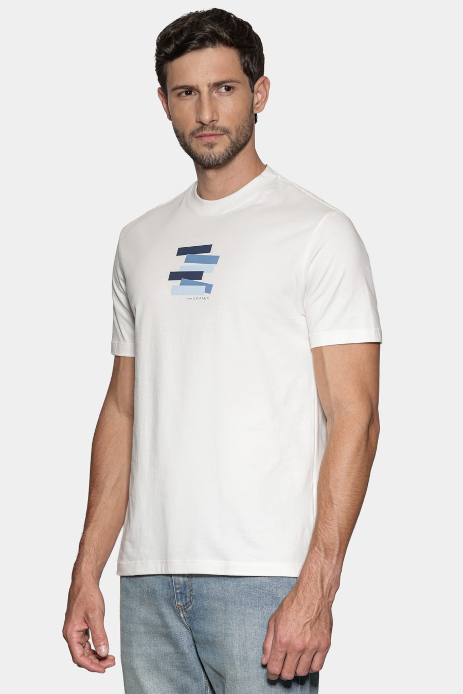 Camiseta Manga Curta Estampa Faixas Off White — foto 1 de 5
