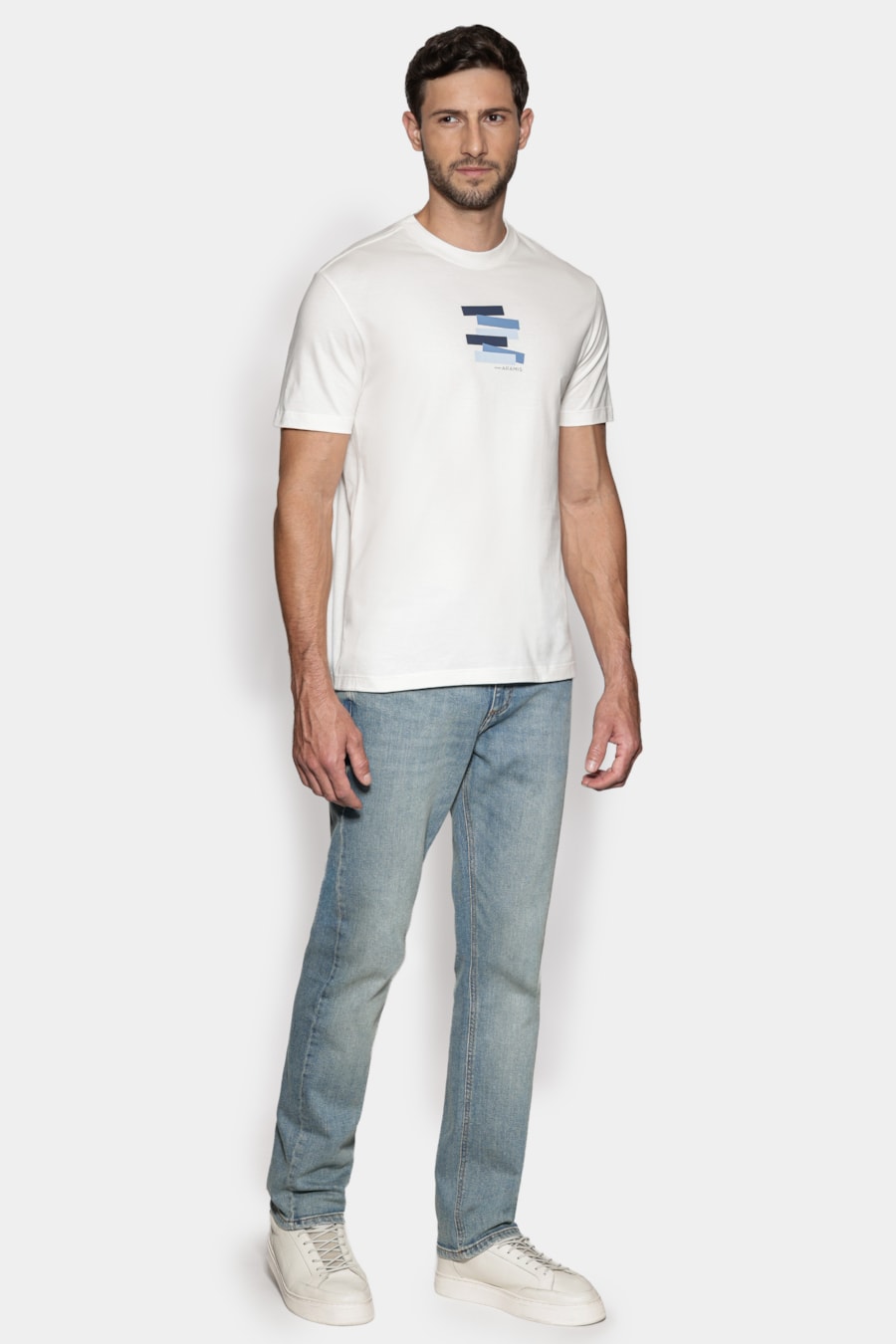 Camiseta Manga Curta Estampa Faixas Off White — foto 2 de 5