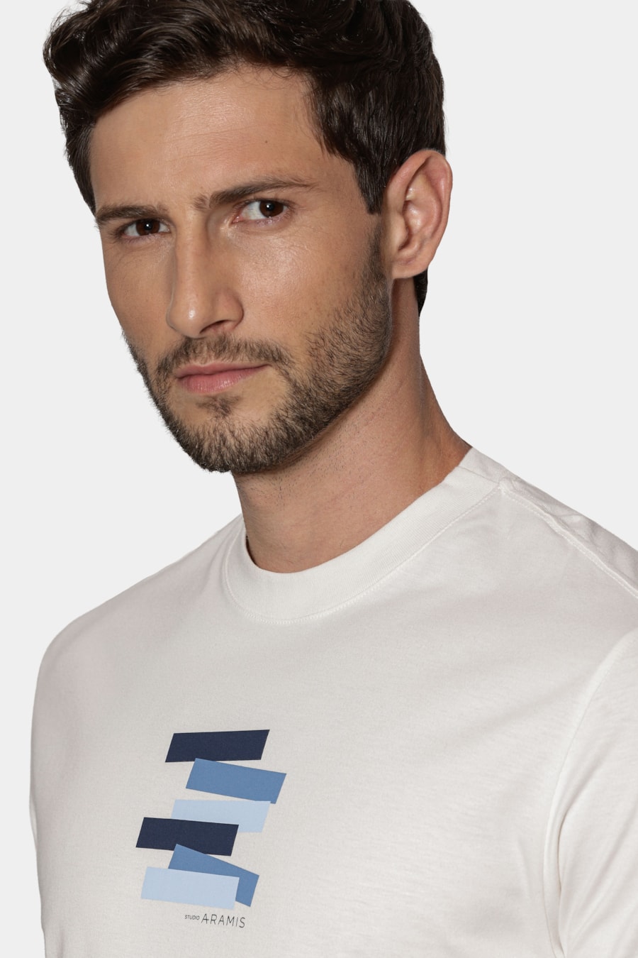 Camiseta Manga Curta Estampa Faixas Off White — foto 3 de 5