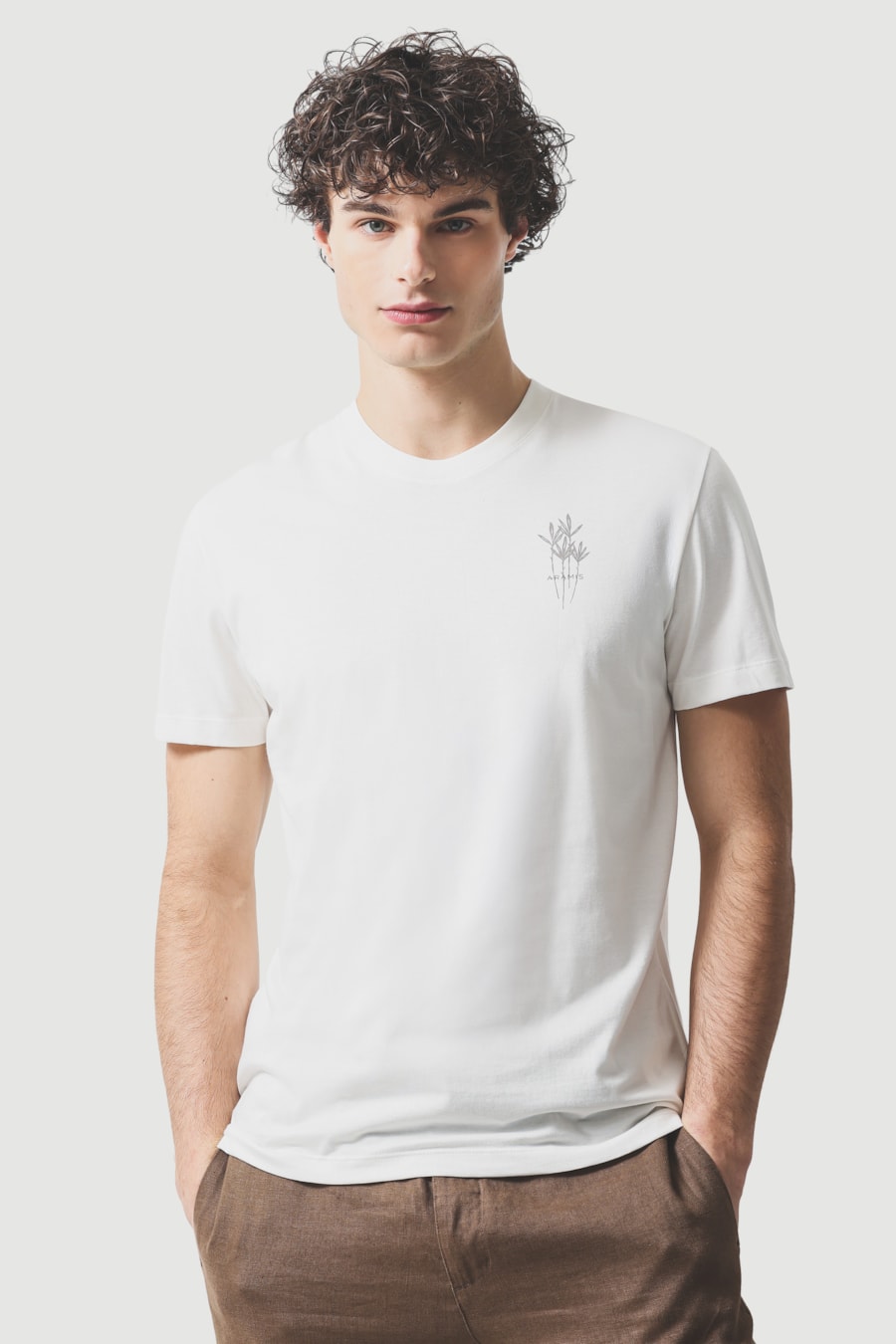 Camiseta Manga Curta Estampa Folha Off White — foto 1 de 5